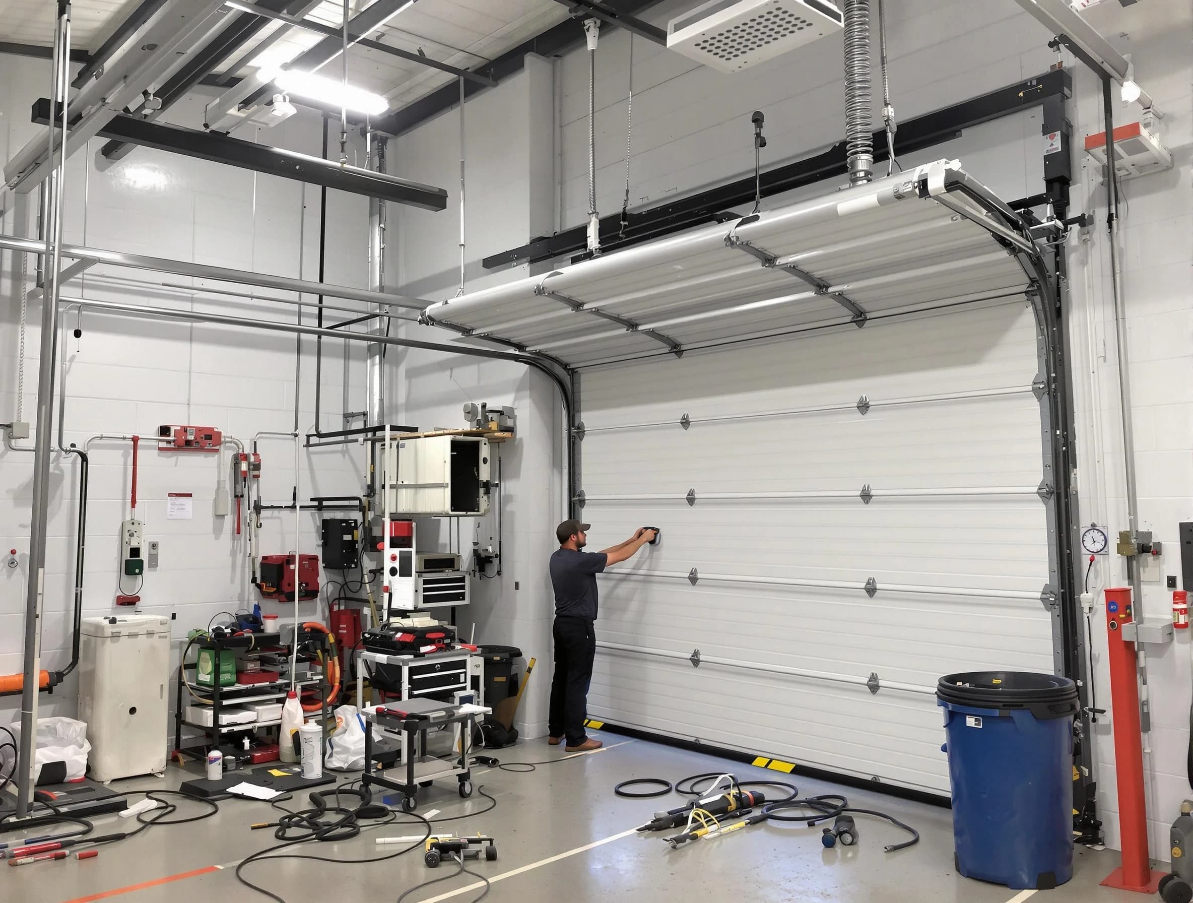 Placitas Garage Door Repair certified technician performing commercial door repair at a Placitas business facility