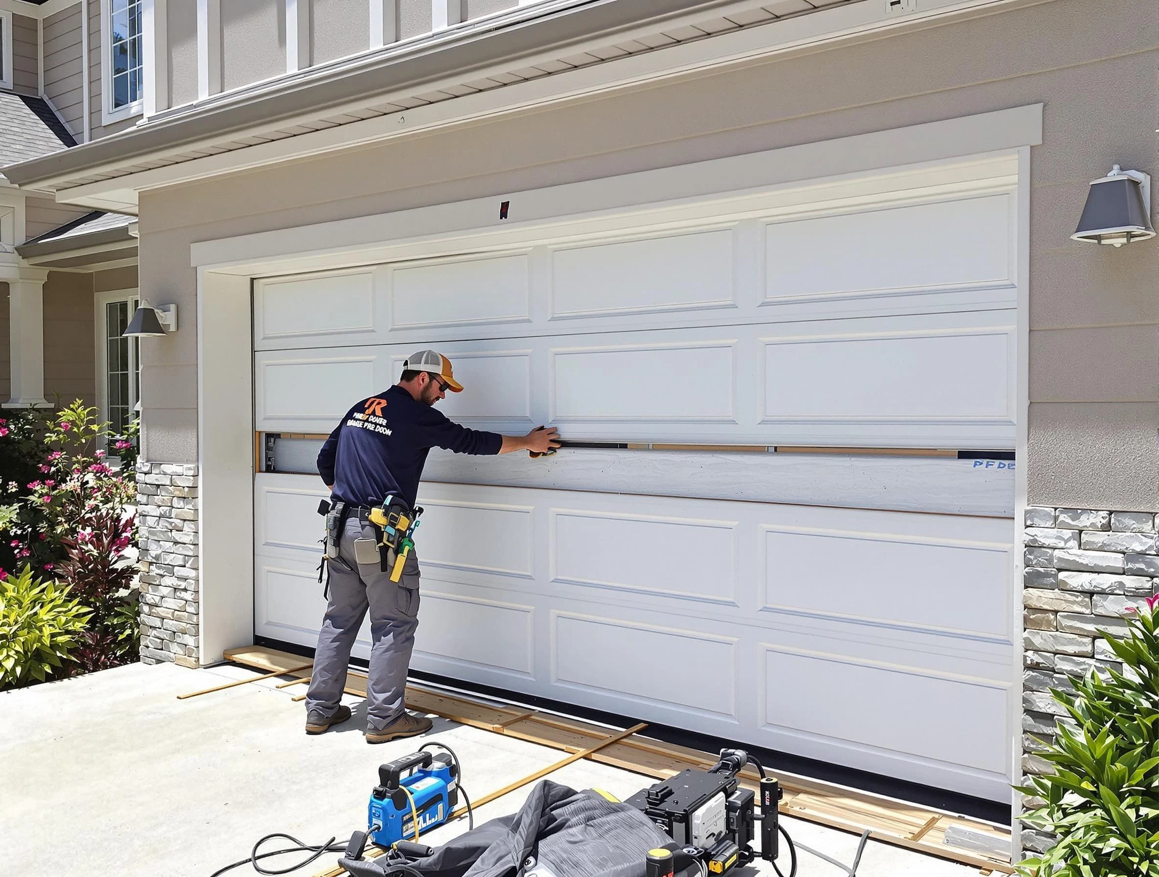 Placitas Garage Door Repair team performing complete garage door replacement at Placitas residence