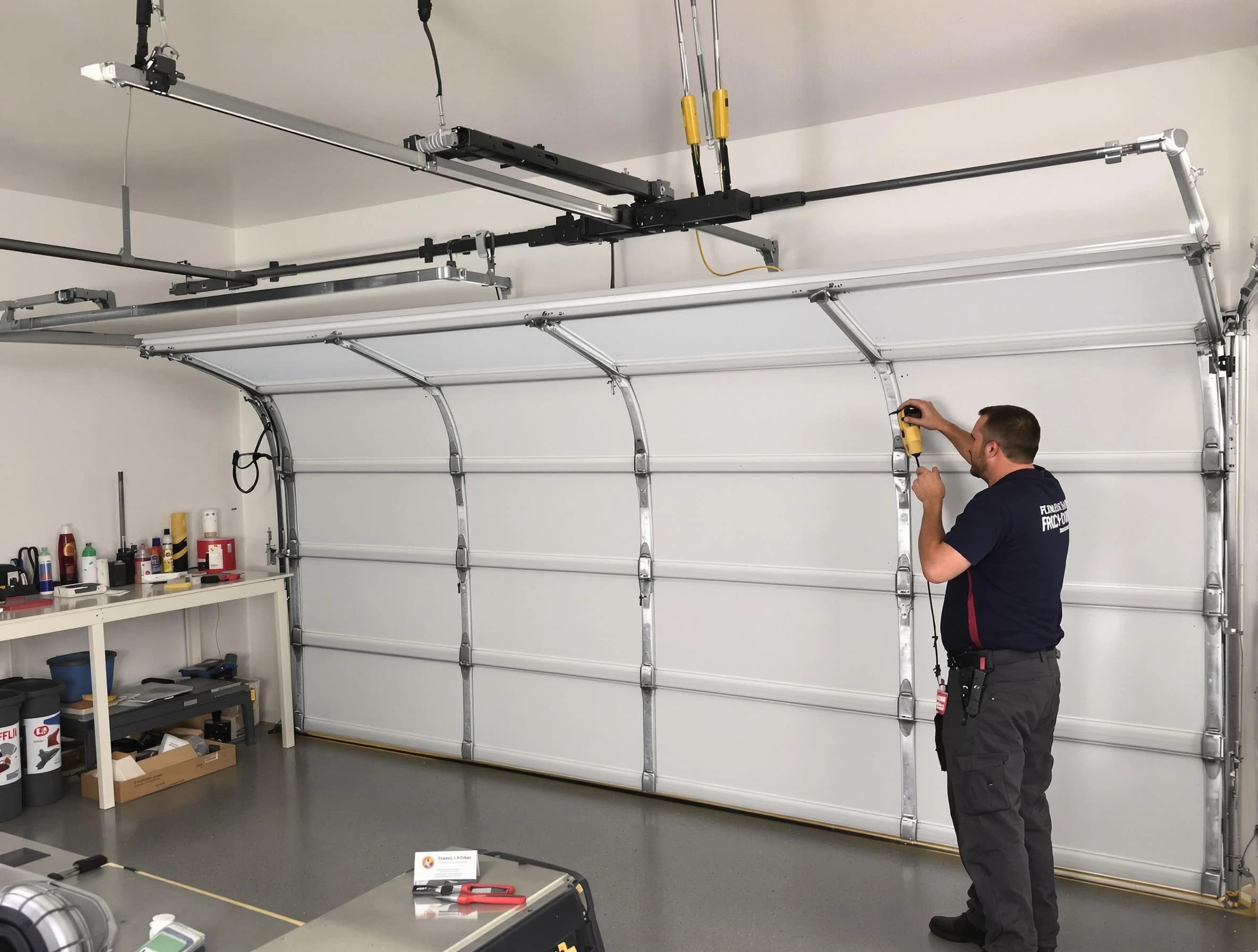 Placitas Garage Door Repair certified technician performing overhead door system repair in Placitas