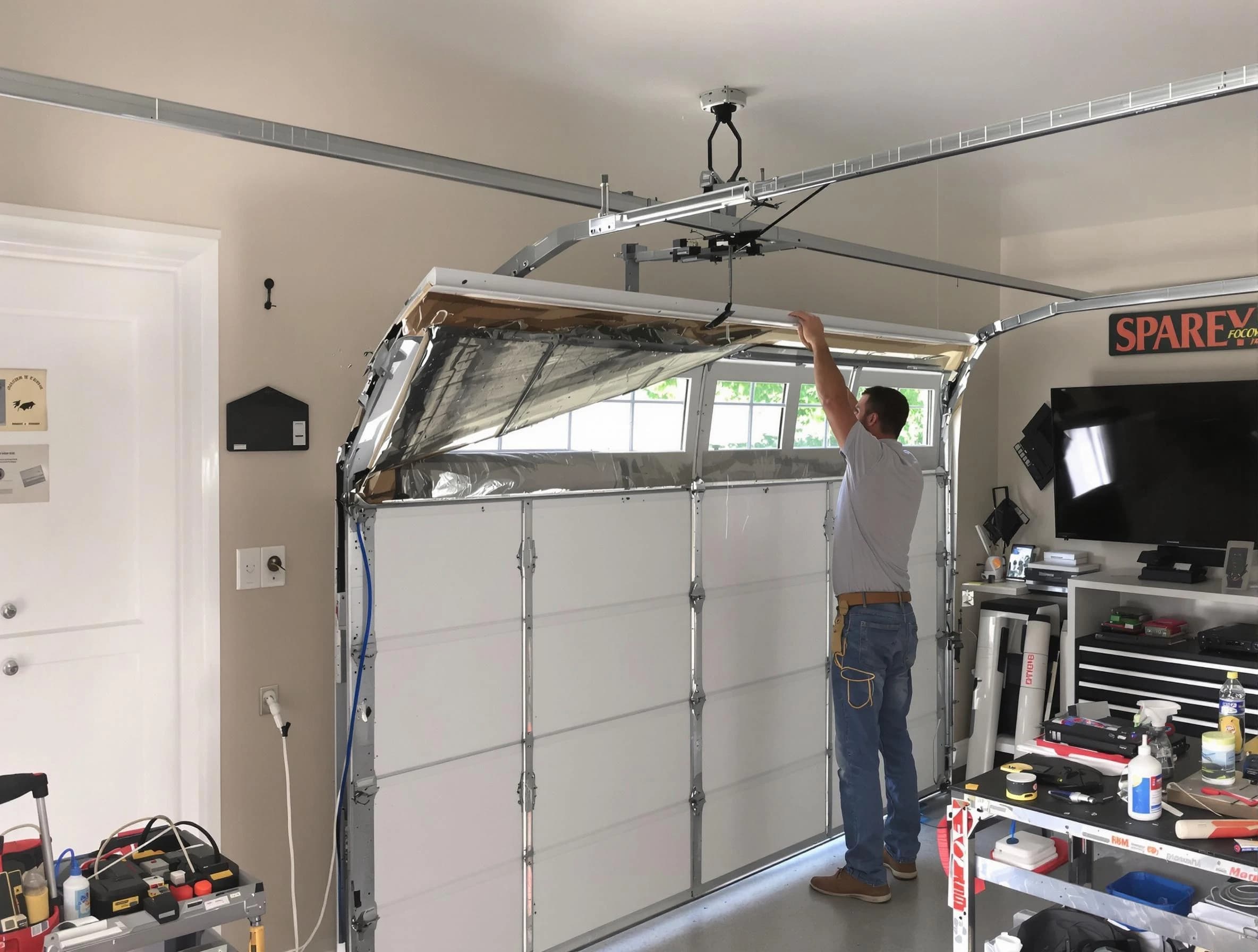 Garage door section replacement by Placitas Garage Door Repair in Placitas