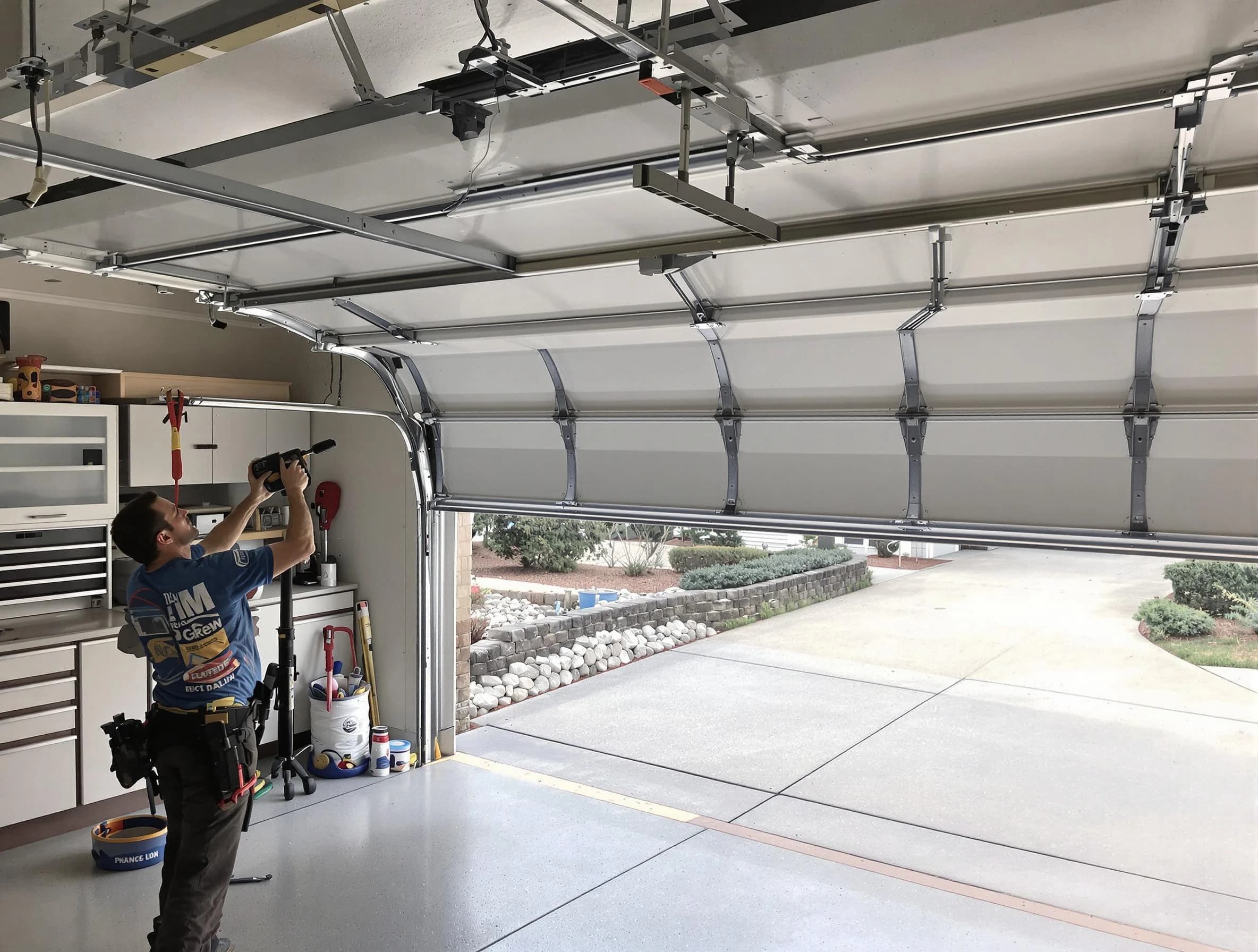 Garage door track repair service by Placitas Garage Door Repair in Placitas