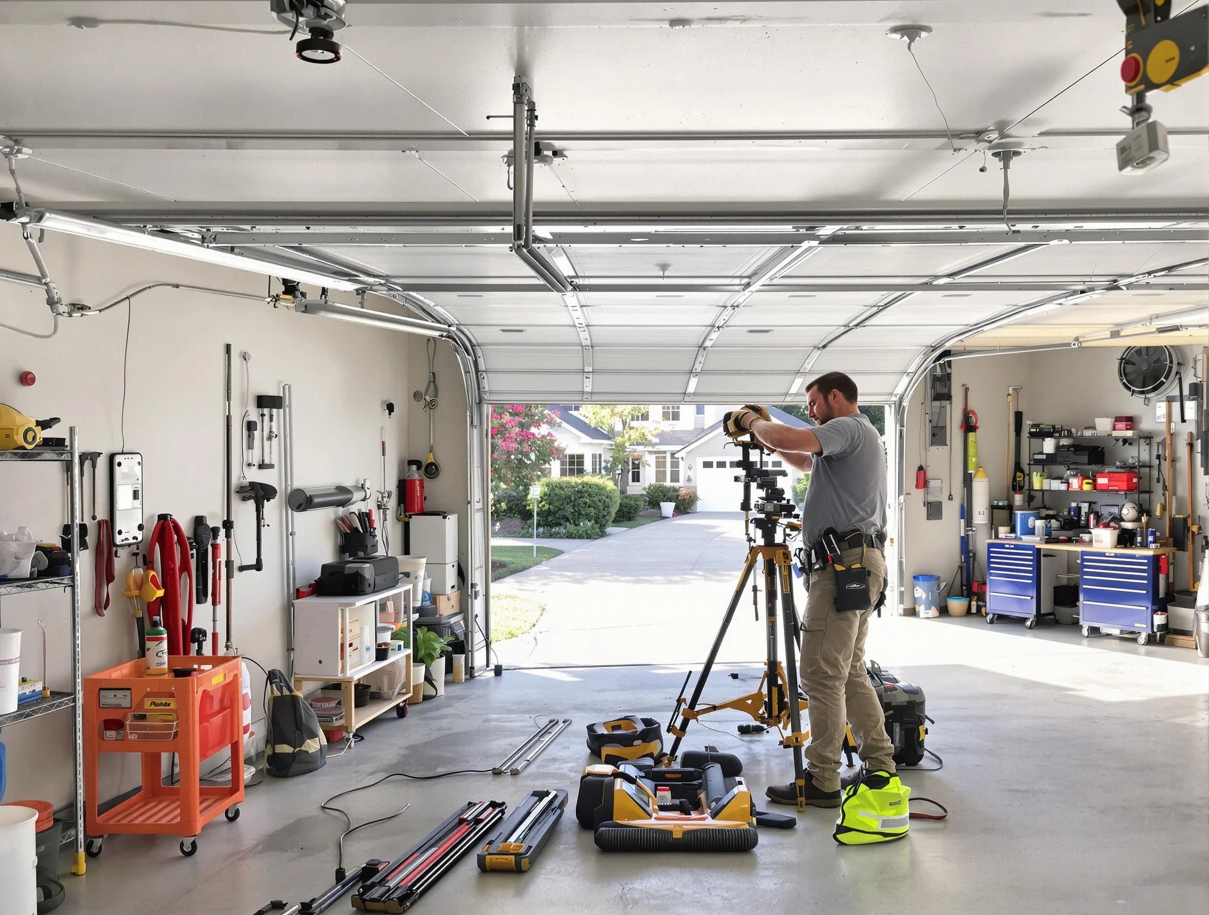 Placitas Garage Door Repair specialist performing laser-guided track alignment in Placitas