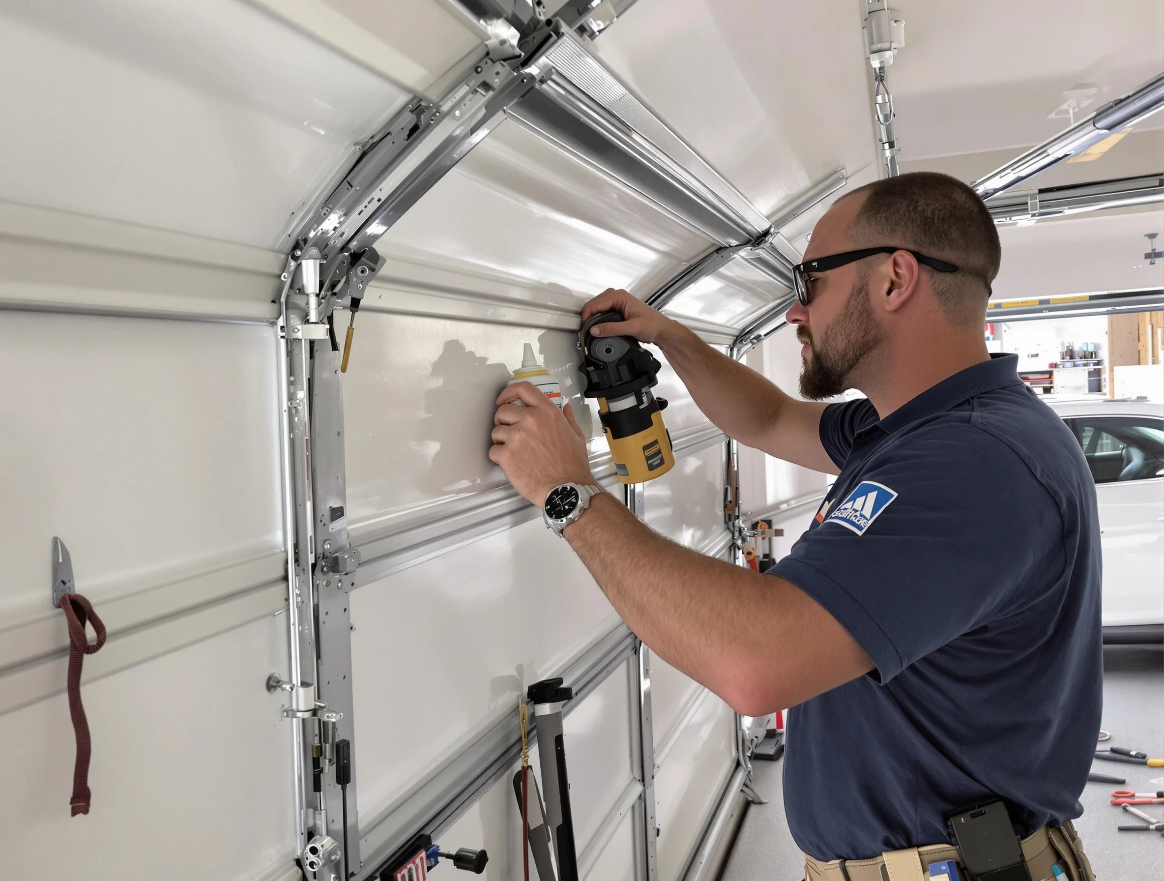 Placitas Garage Door Repair technician performing comprehensive noise reduction service in Placitas