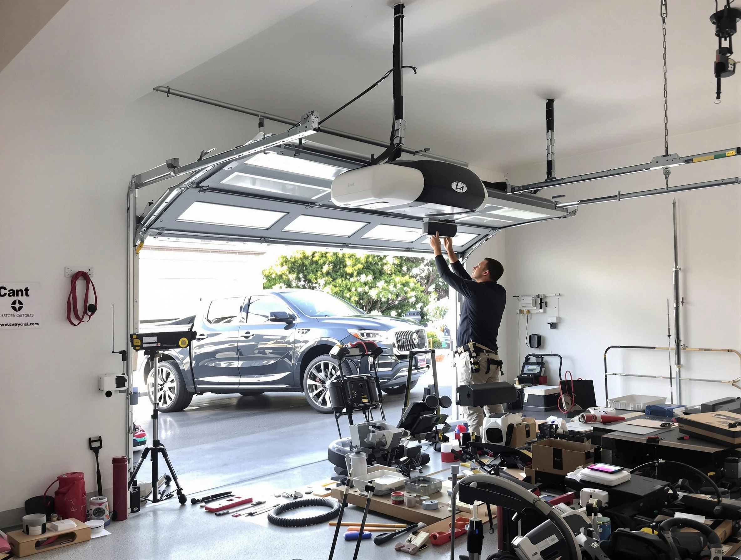 Placitas Garage Door Repair specialist installing smart garage door opener system in Placitas home